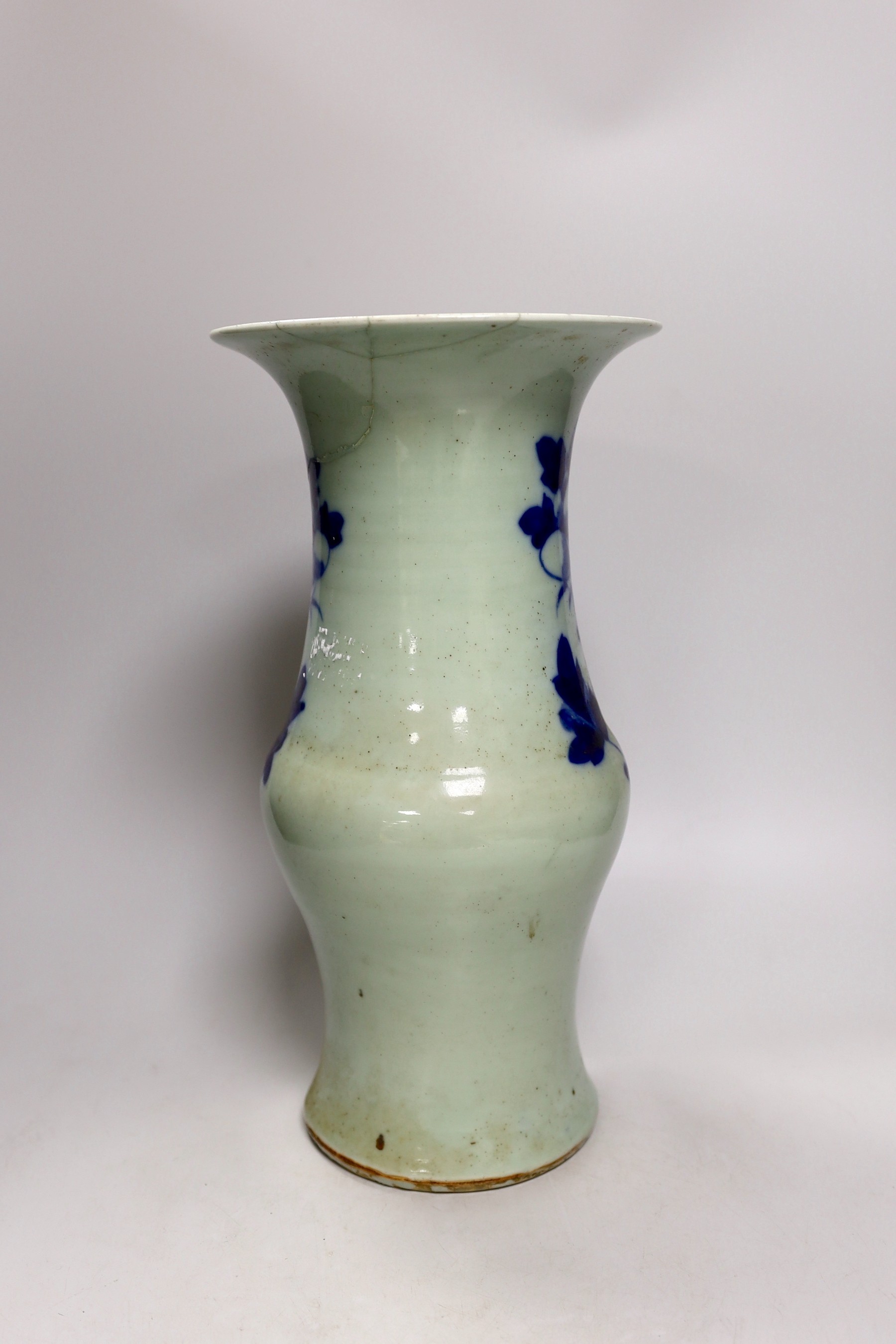 A large Chinese blue and white vase. 38cm tall